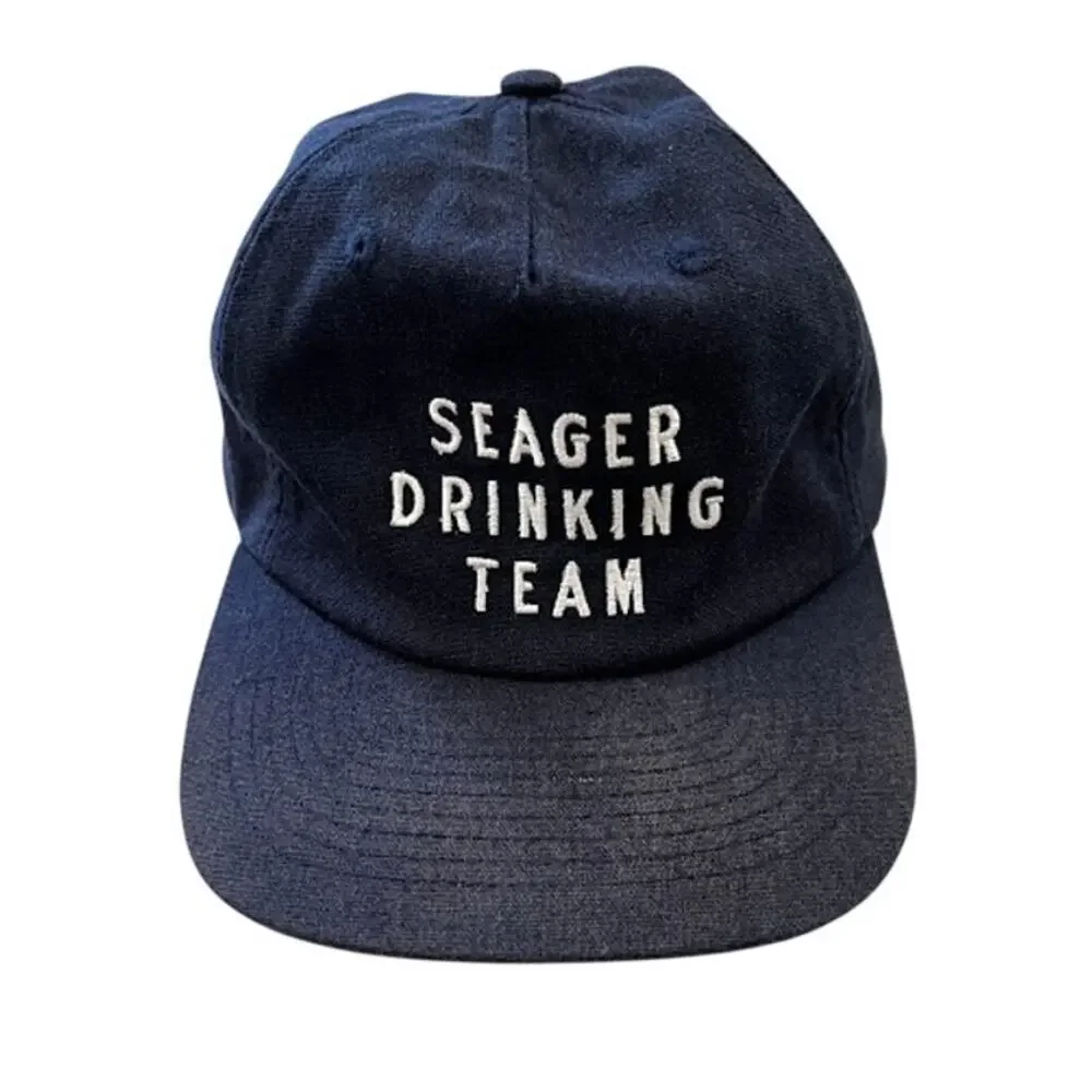 Seager Drinking Team Snapback Baseball Cap Navy Embroidered Hemp Adjustable Hat